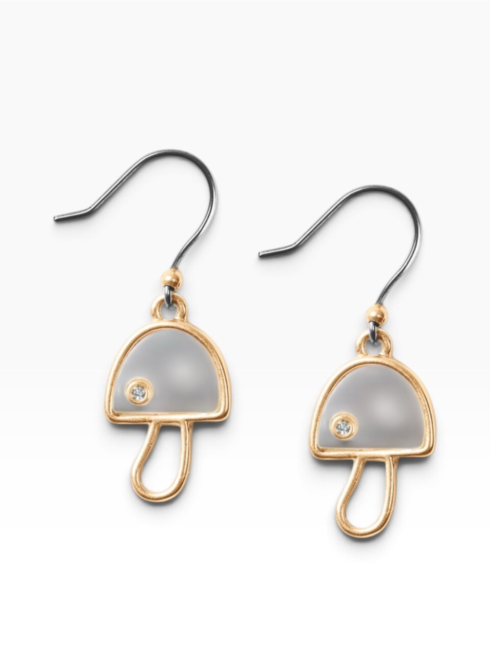 Lucky Brand Gold-Tone Pave & Mother-of-Pearl Mushroom Earrings
